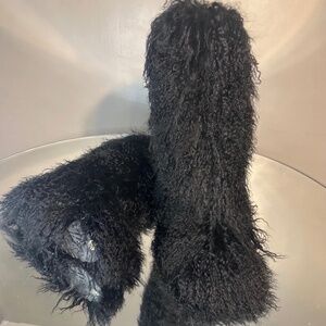 Shaggy Real Fur Knee Boots sizes 10.5,11 only